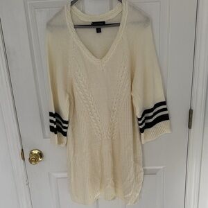 Ashley Stewart Cream Sweater with Black Stripes